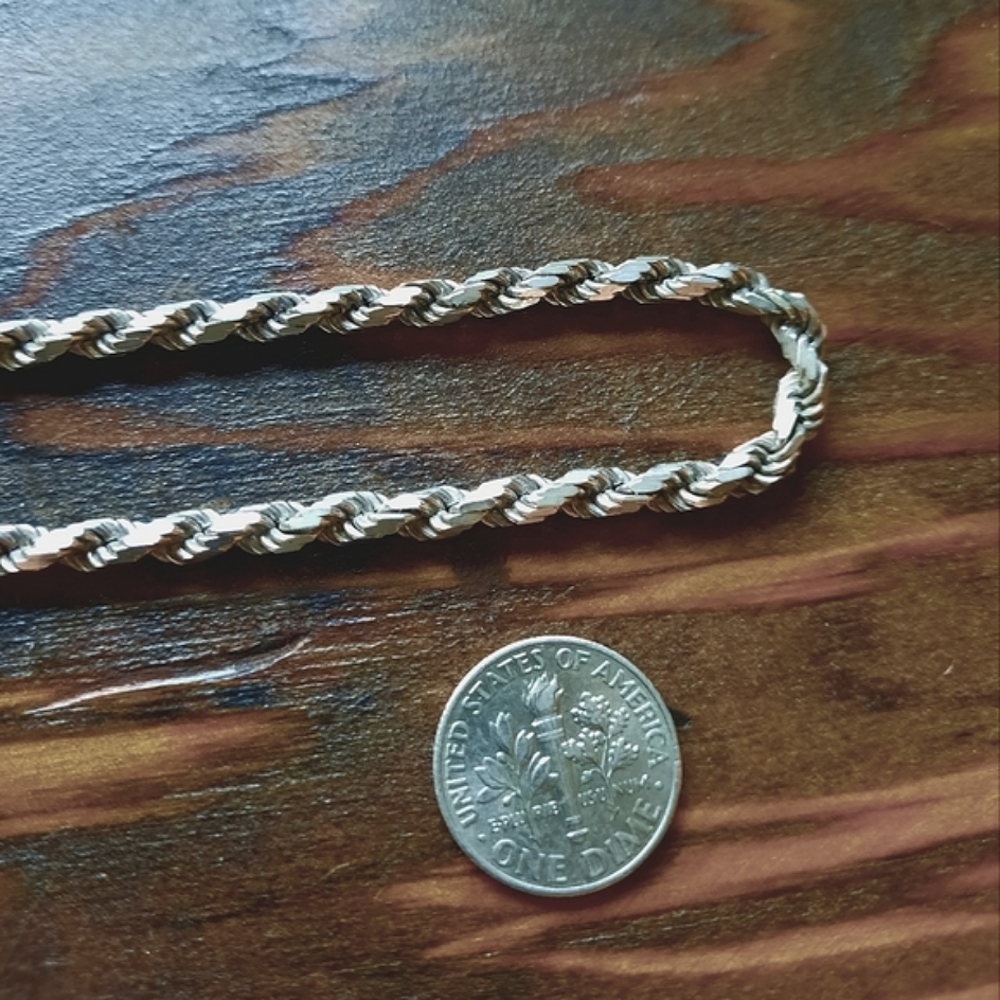 Sterling Silver Twisted Rope Chain Necklace Made in Italy 18"